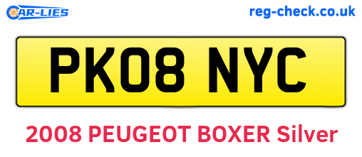 PK08NYC are the vehicle registration plates.