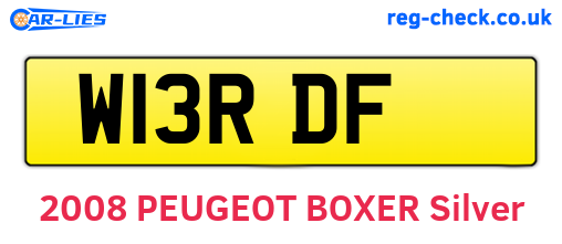 W13RDF are the vehicle registration plates.