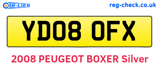 YD08OFX are the vehicle registration plates.