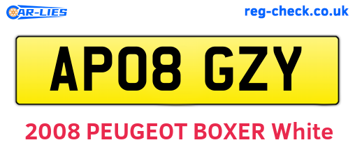 AP08GZY are the vehicle registration plates.