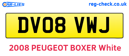 DV08VWJ are the vehicle registration plates.