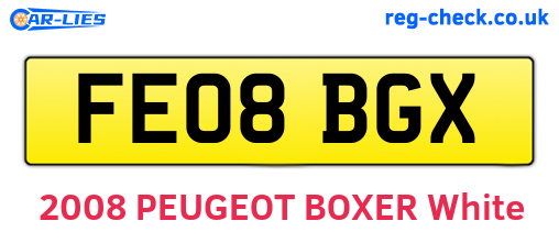 FE08BGX are the vehicle registration plates.