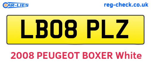 LB08PLZ are the vehicle registration plates.