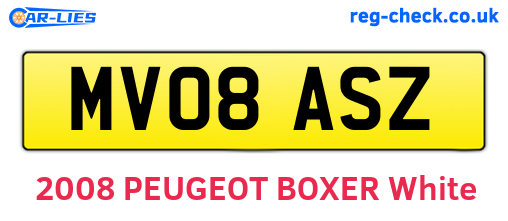 MV08ASZ are the vehicle registration plates.