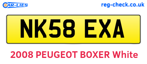 NK58EXA are the vehicle registration plates.