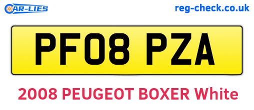 PF08PZA are the vehicle registration plates.