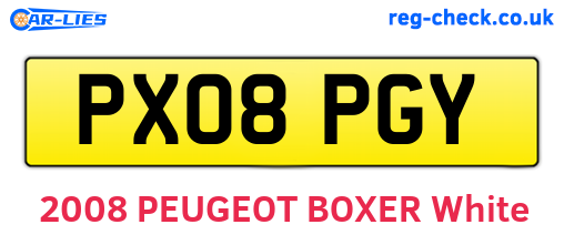 PX08PGY are the vehicle registration plates.