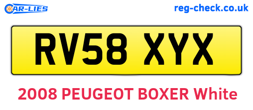 RV58XYX are the vehicle registration plates.