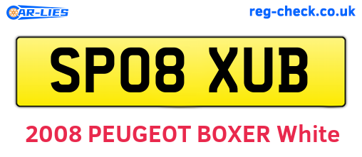 SP08XUB are the vehicle registration plates.