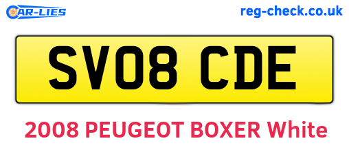 SV08CDE are the vehicle registration plates.