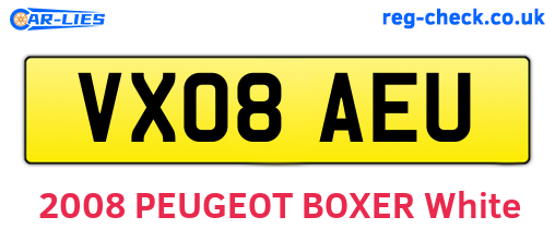 VX08AEU are the vehicle registration plates.