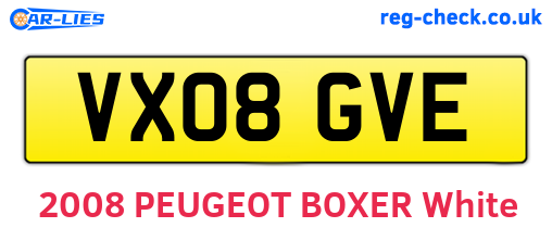 VX08GVE are the vehicle registration plates.