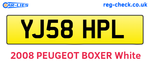 YJ58HPL are the vehicle registration plates.