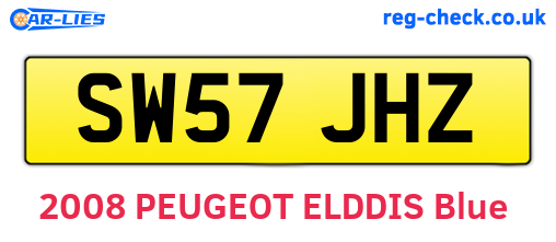 SW57JHZ are the vehicle registration plates.