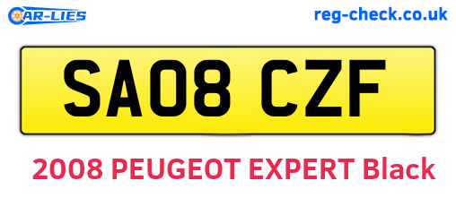 SA08CZF are the vehicle registration plates.