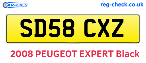 SD58CXZ are the vehicle registration plates.