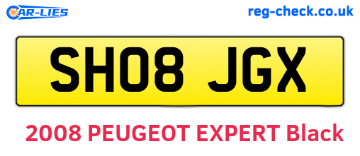 SH08JGX are the vehicle registration plates.
