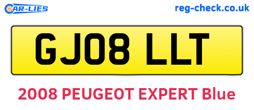 GJ08LLT are the vehicle registration plates.