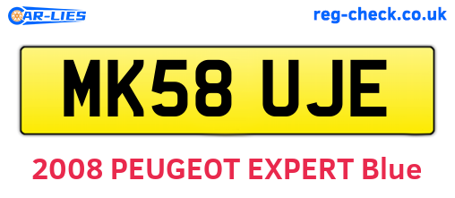 MK58UJE are the vehicle registration plates.