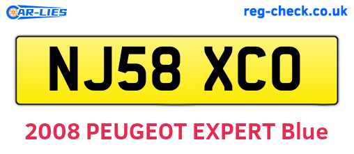 NJ58XCO are the vehicle registration plates.