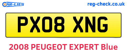 PX08XNG are the vehicle registration plates.