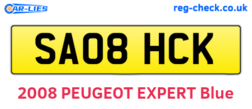 SA08HCK are the vehicle registration plates.