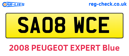 SA08WCE are the vehicle registration plates.
