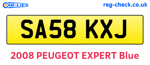 SA58KXJ are the vehicle registration plates.