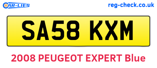 SA58KXM are the vehicle registration plates.
