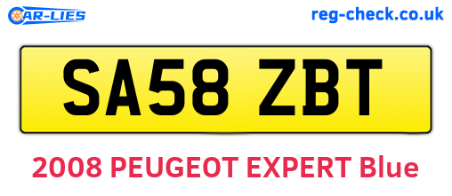 SA58ZBT are the vehicle registration plates.