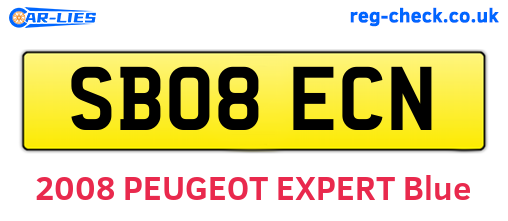 SB08ECN are the vehicle registration plates.