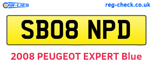 SB08NPD are the vehicle registration plates.