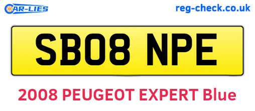 SB08NPE are the vehicle registration plates.