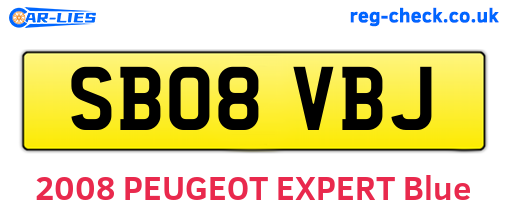 SB08VBJ are the vehicle registration plates.