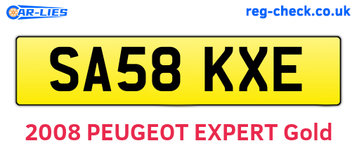 SA58KXE are the vehicle registration plates.