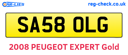 SA58OLG are the vehicle registration plates.