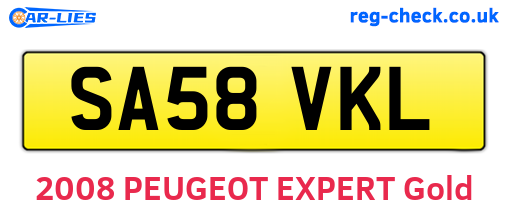 SA58VKL are the vehicle registration plates.