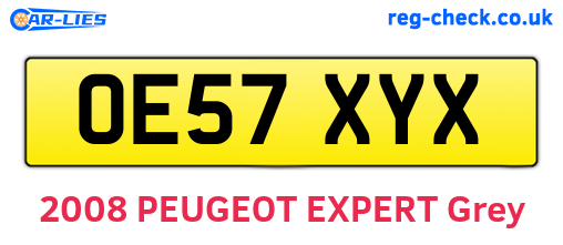 OE57XYX are the vehicle registration plates.