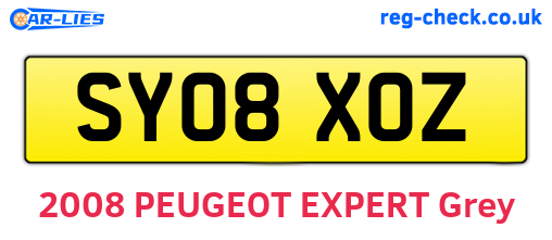 SY08XOZ are the vehicle registration plates.