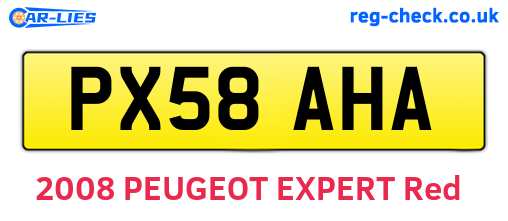 PX58AHA are the vehicle registration plates.
