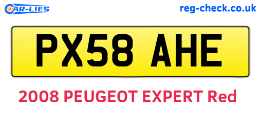 PX58AHE are the vehicle registration plates.