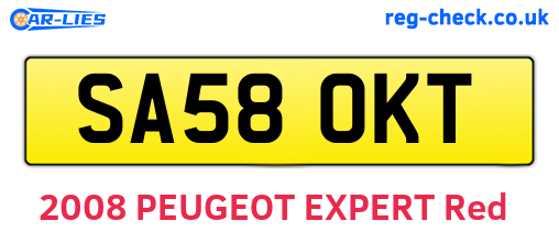 SA58OKT are the vehicle registration plates.