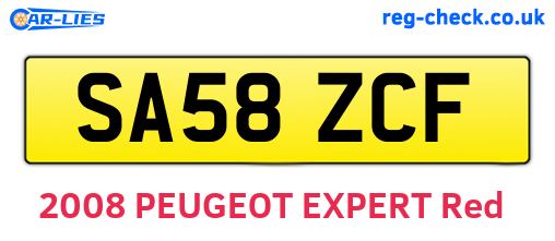 SA58ZCF are the vehicle registration plates.