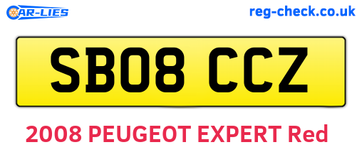 SB08CCZ are the vehicle registration plates.
