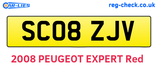 SC08ZJV are the vehicle registration plates.