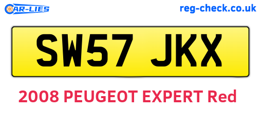 SW57JKX are the vehicle registration plates.