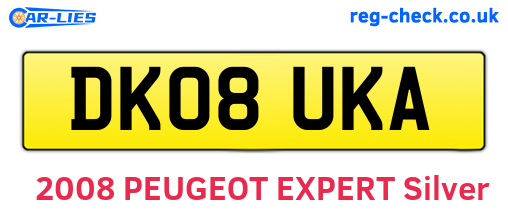 DK08UKA are the vehicle registration plates.