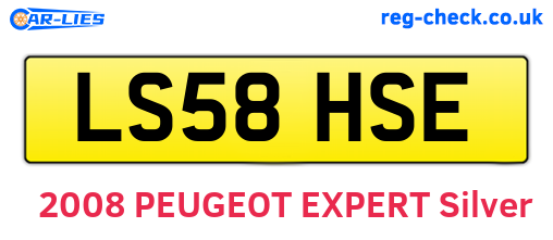 LS58HSE are the vehicle registration plates.
