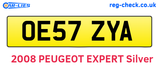 OE57ZYA are the vehicle registration plates.
