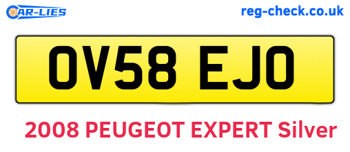 OV58EJO are the vehicle registration plates.